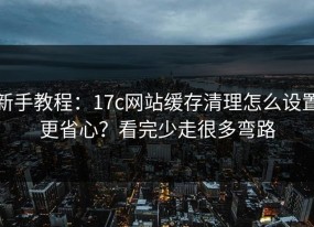 新手教程：17c网站缓存清理怎么设置更省心？看完少走很多弯路