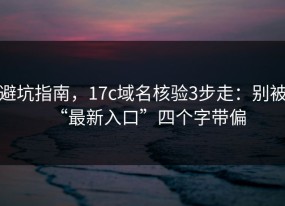 避坑指南，17c域名核验3步走：别被“最新入口”四个字带偏