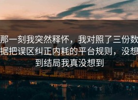 那一刻我突然释怀，我对照了三份数据把误区纠正内耗的平台规则，没想到结局我真没想到
