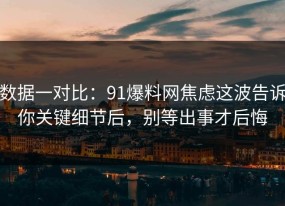 数据一对比：91爆料网焦虑这波告诉你关键细节后，别等出事才后悔