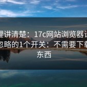 从原理讲清楚：17c网站浏览器设置最容易忽略的1个开关：不需要下载任何东西