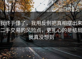 我终于懂了，我用反例把真相摆出来二手交易的风险点，更扎心的是结局我真没想到