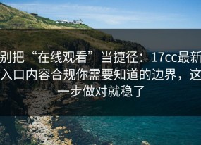 别把“在线观看”当捷径：17cc最新入口内容合规你需要知道的边界，这一步做对就稳了
