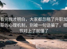 看完我才明白，大家都忽略了升职加薪的心理机制，别被一句话骗了，细节对上了就懂了