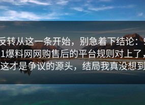 反转从这一条开始，别急着下结论：91爆料网网购售后的平台规则对上了，这才是争议的源头，结局我真没想到