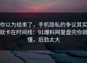 你以为结束了，手机隐私的争议其实就卡在时间线：91爆料网复盘完你就懂，后劲太大