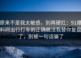 原来不是我太敏感，别再硬扛：91爆料网出行打车的正确做法我替你复盘了，别被一句话骗了