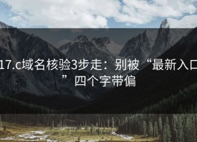 17.c域名核验3步走：别被“最新入口”四个字带偏