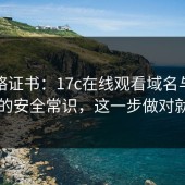 别忽略证书：17c在线观看域名与证书背后的安全常识，这一步做对就稳了