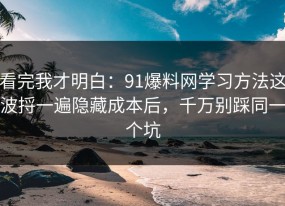 看完我才明白：91爆料网学习方法这波捋一遍隐藏成本后，千万别踩同一个坑