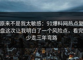 原来不是我太敏感：91爆料网热点复盘这次让我明白了一个风险点，看完少走三年弯路