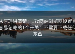 从原理讲清楚：17c网站浏览器设置最容易忽略的1个开关：不需要下载任何东西