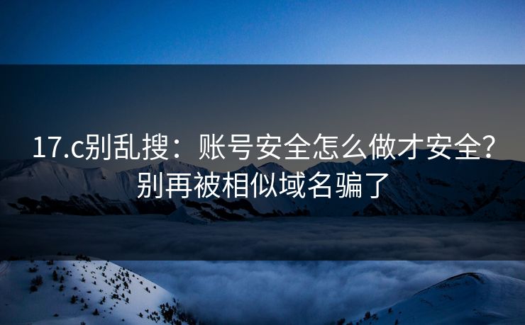 17.c别乱搜：账号安全怎么做才安全？别再被相似域名骗了