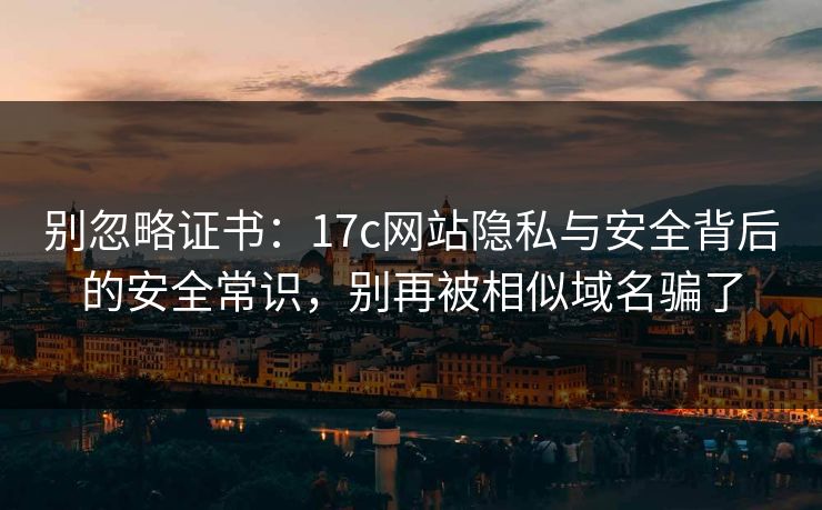 别忽略证书：17c网站隐私与安全背后的安全常识，别再被相似域名骗了
