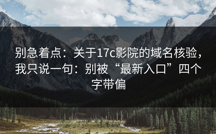 别急着点：关于17c影院的域名核验，我只说一句：别被“最新入口”四个字带偏