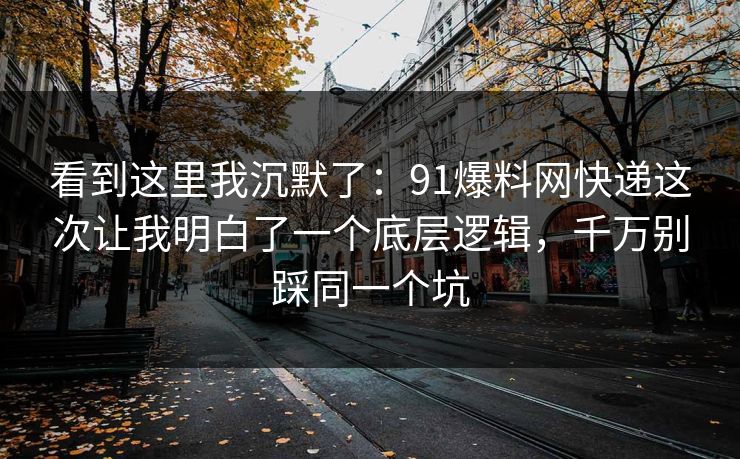 看到这里我沉默了：91爆料网快递这次让我明白了一个底层逻辑，千万别踩同一个坑